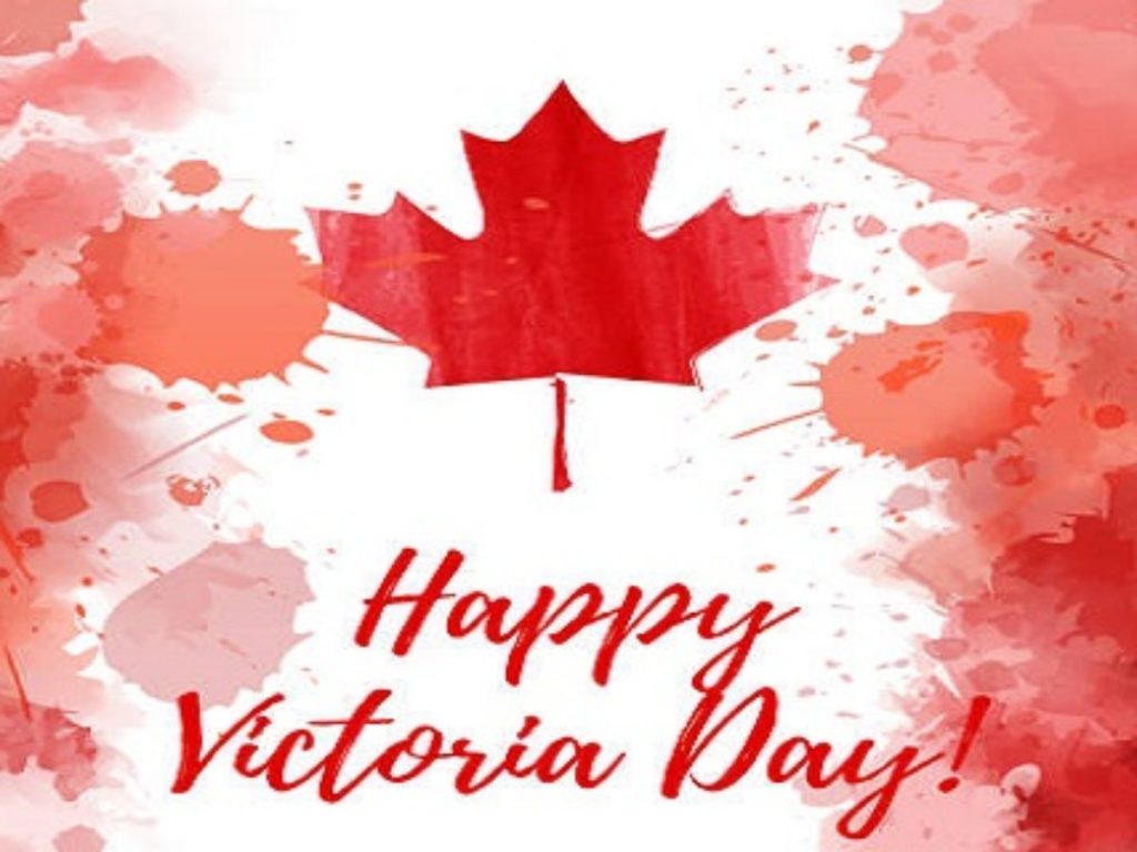 Happy Victoria day - national holiday in Canada. Background with watercolor abstract splashes. Grunge canadian flag. Template for invitation, poster, flyer, banner, etc.
